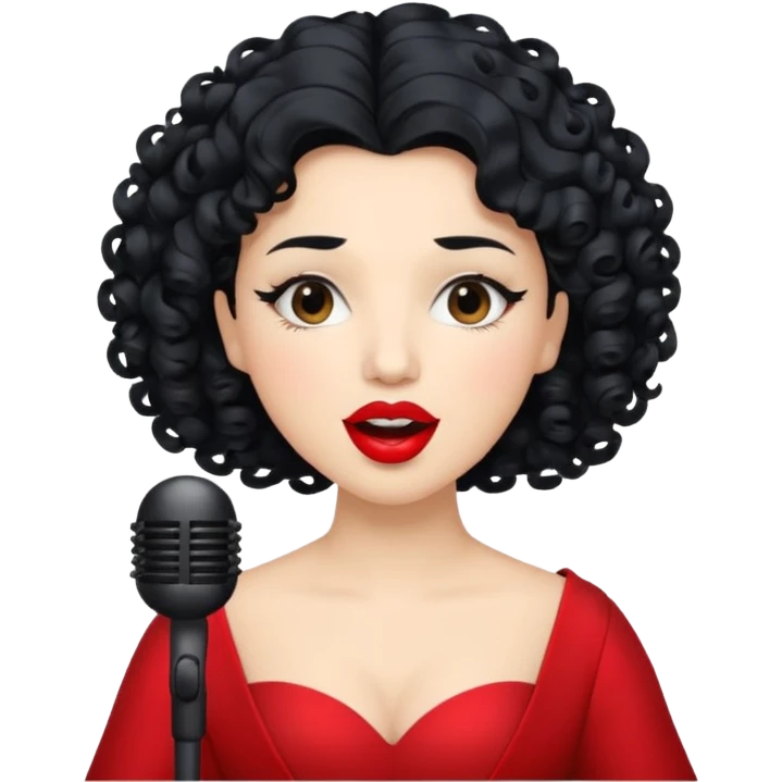 curly hair  opera singer singing emoji