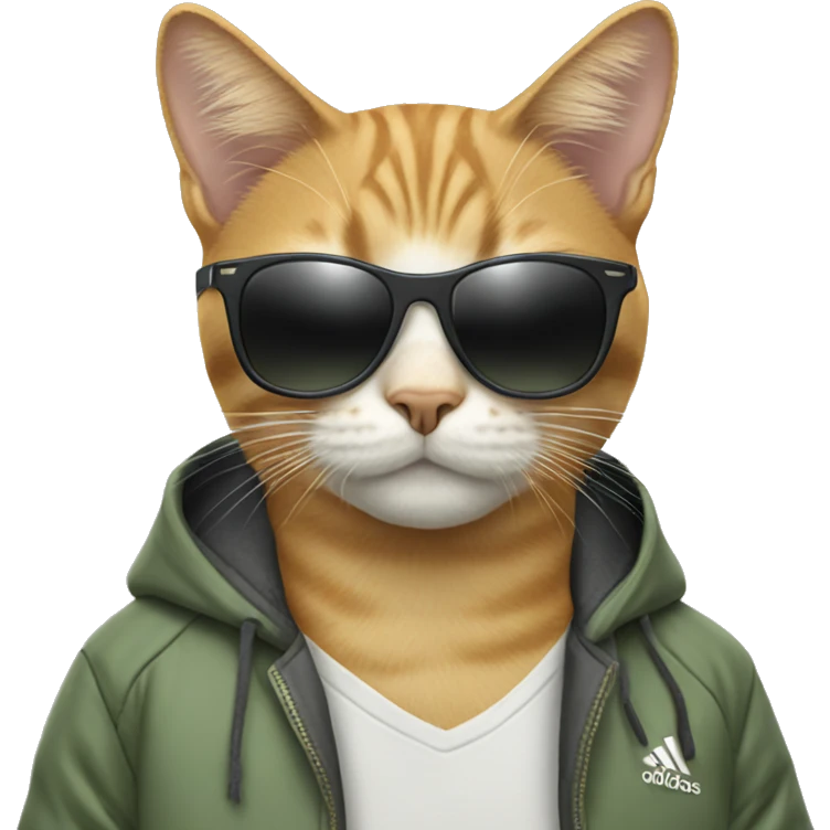 cat wearing jaket adidas with sunglasses emoji