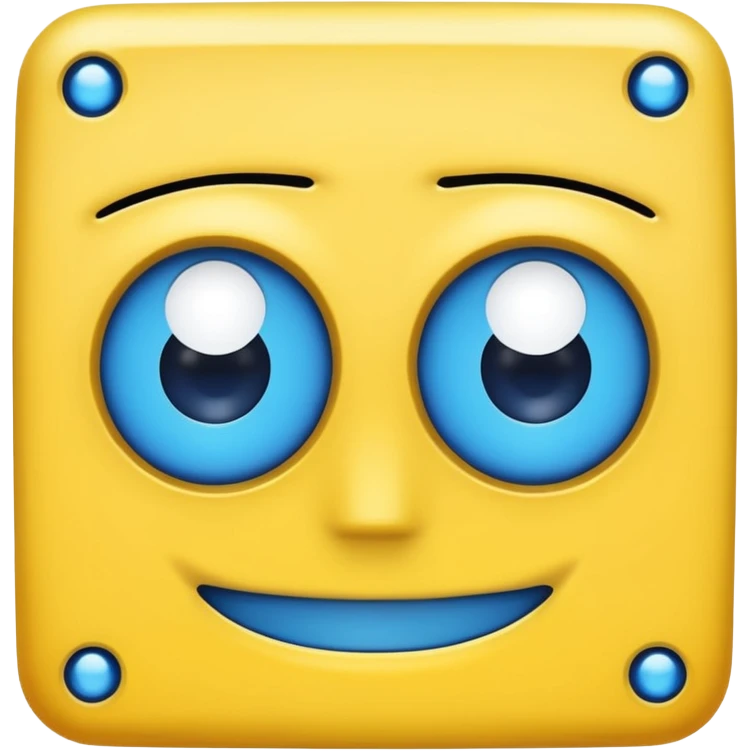 geometery dash square yellow body blue face square mouth and eyes emoji