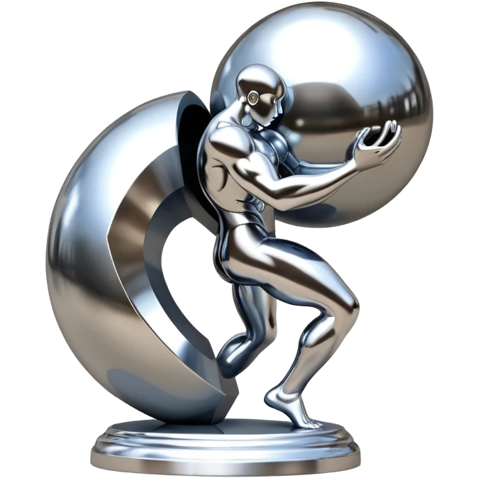 sorayama Sisyphus carrying big sphere on his back sculpture emoji