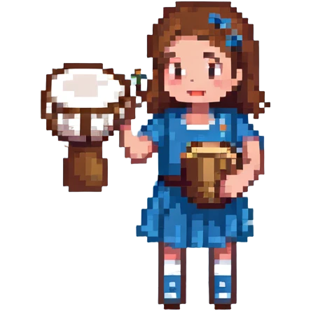 brown-haired girl playing tamburello sport emoji