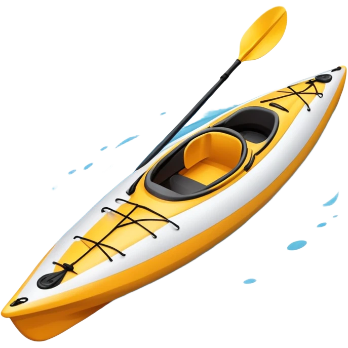 An icon showing a close-up of a sleek kayak with double-bladed paddles gliding through water. Splashes surround the boat as it cuts across a calm surface, symbolizing speed and focus. Transparent background emphasizes the dynamic and personal nature of kayak paddling. emoji