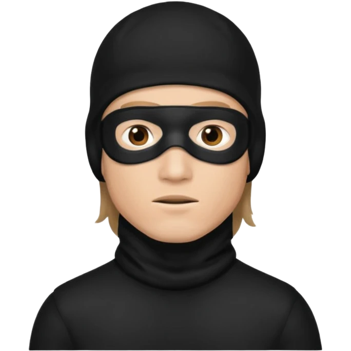 A guy with a brown mullet and a black baclava emoji