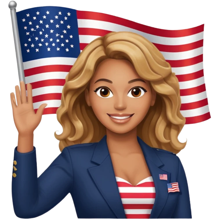 Beyonce with waving merican flag emoji