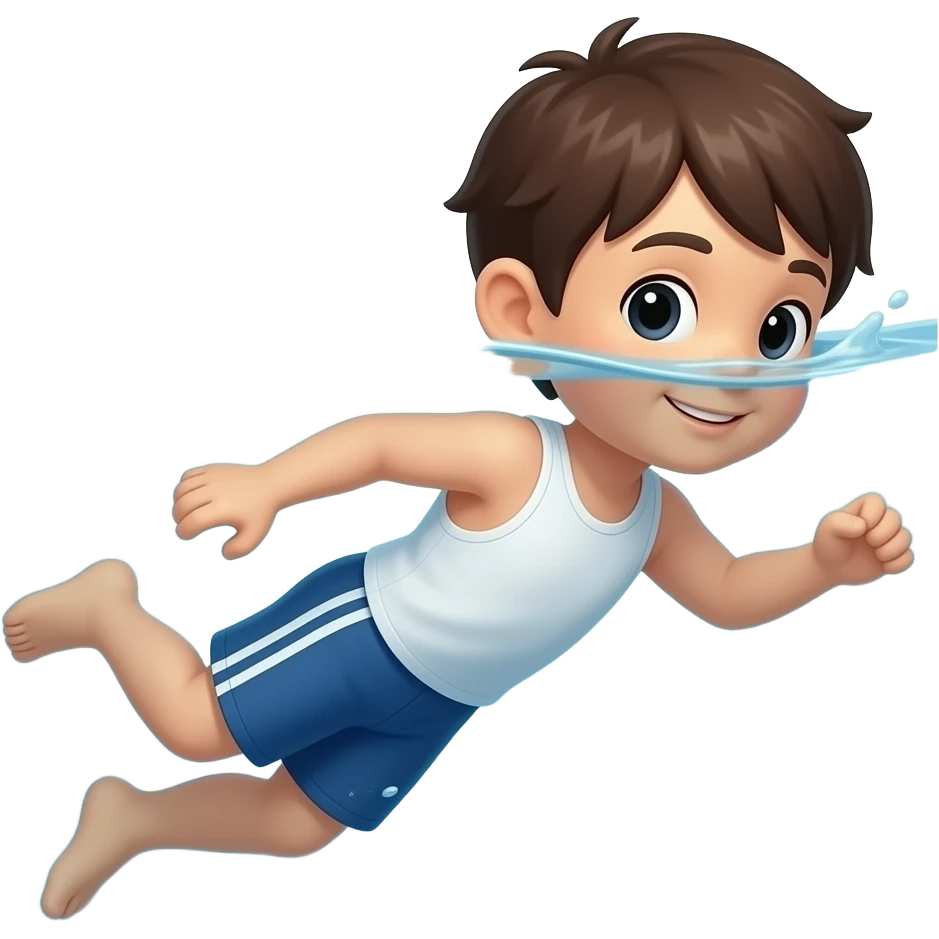 child swimming WITH kicking legs emoji