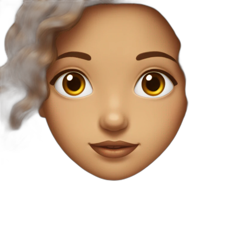 Fille cheveux longs marron boucles et yeux marrons emoji