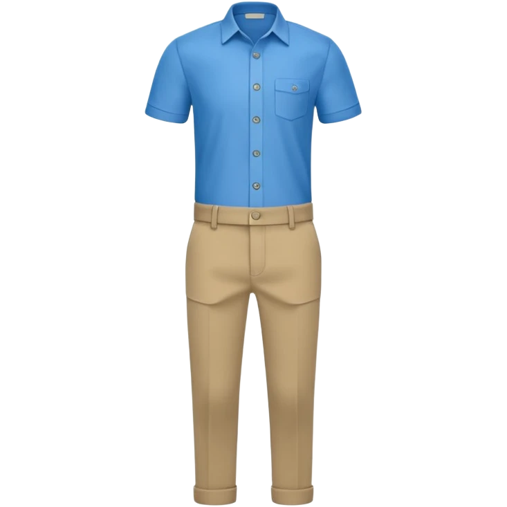 A 3D cartoon shirt and pants arranged side by side, semi-formal style, soft light, realistic Memoji-style. emoji