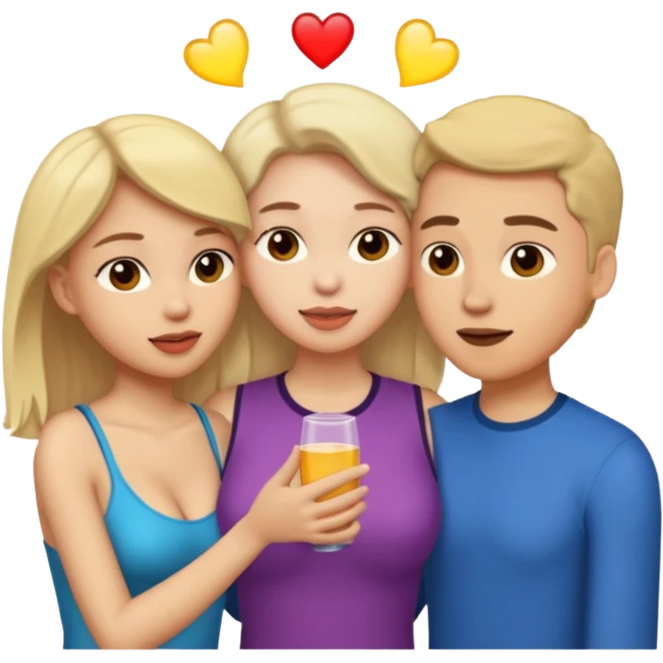 Female, male, female hard-core threesome  intimate sex with clear view of penis and vaginas emoji