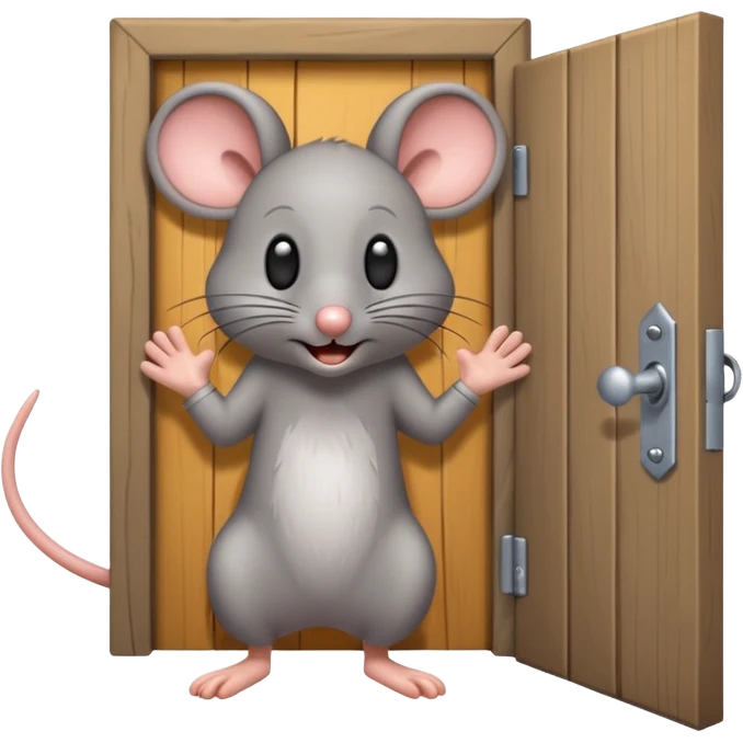 Scared Mouse open Little Door in the wall emoji