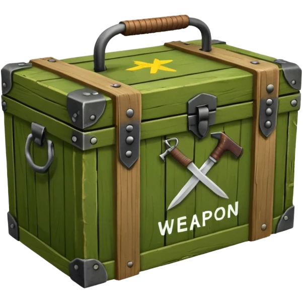 green military wooden box with with an inscription weapon emoji