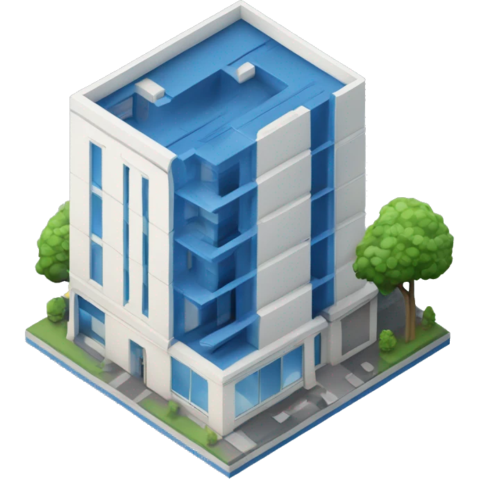 small modern building 3d isometric blue and white, chase logo modern building, blue and white building with chase logo, chase bank logo, chase logo emoji