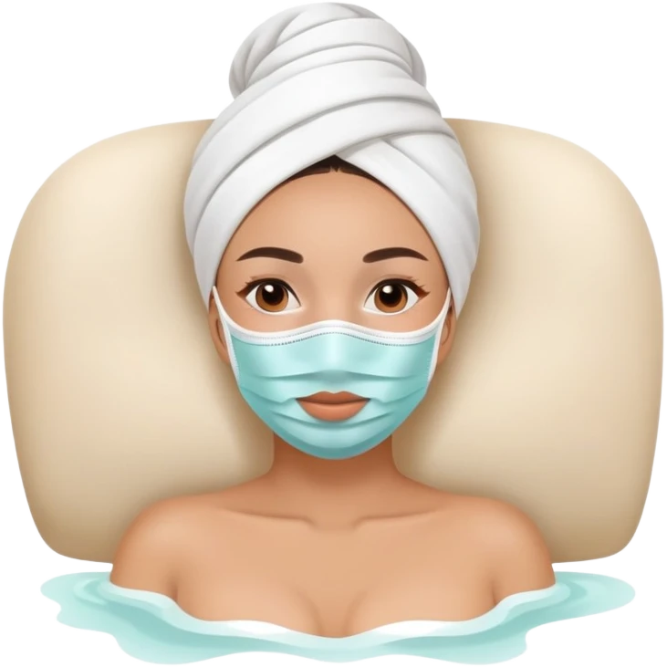 Lady with face mask spa beauty full face relaxing emoji