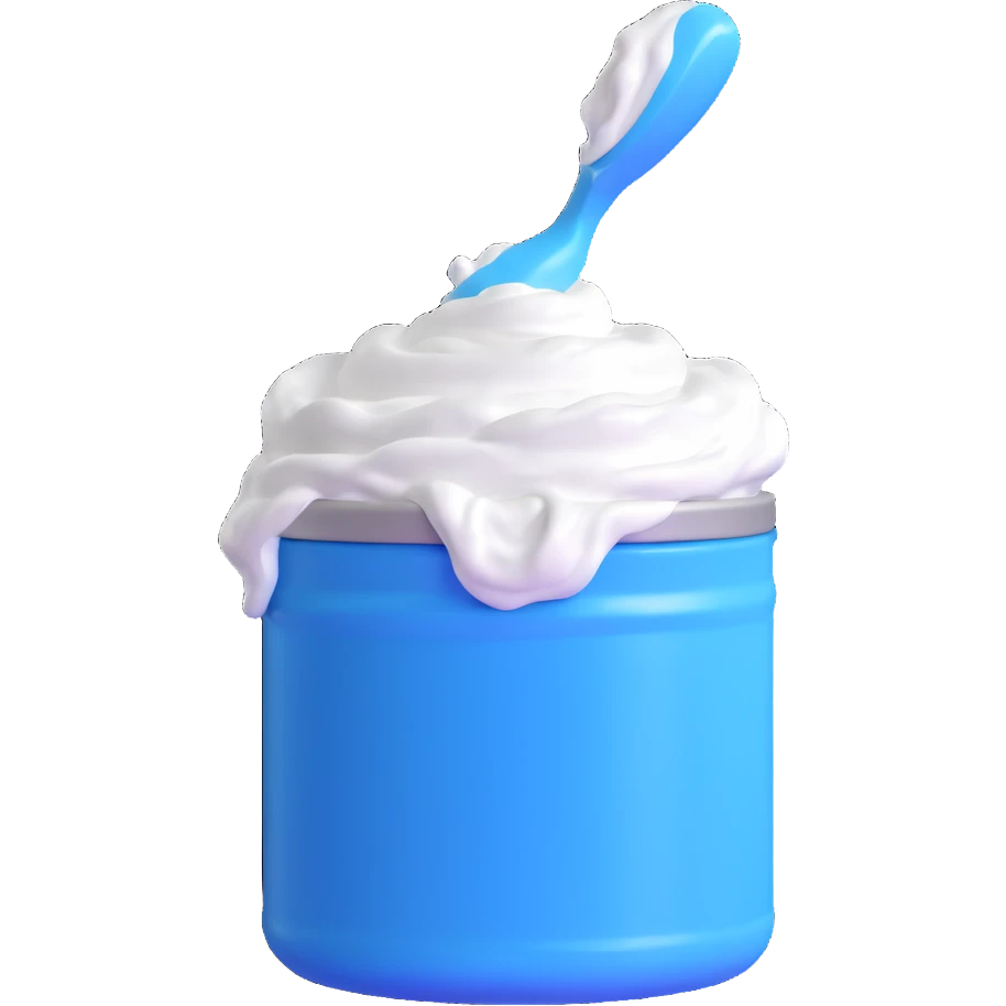 shaving cream blue can with white foam emoji