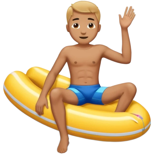 a man floatin on water while sitting on a tube emoji