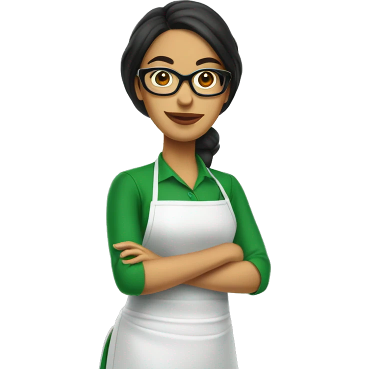 mexican lady green apron  with glasses cooking tacos emoji