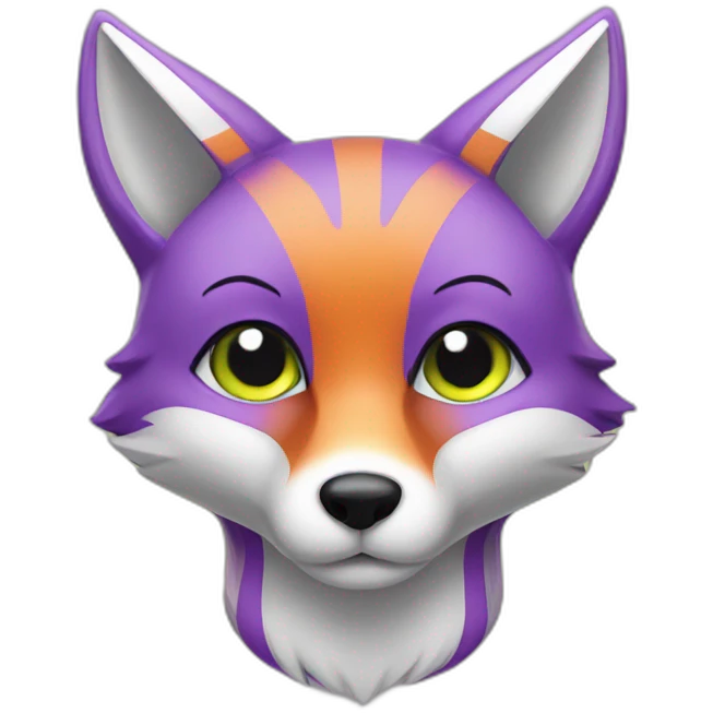 Purple fox with lime stripes emoji