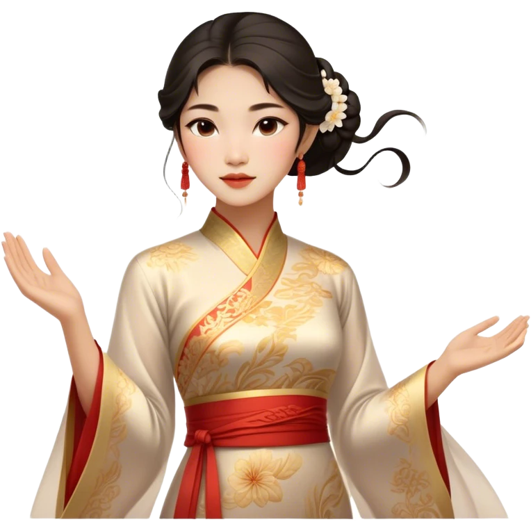 Cinematic Realistic Áo Dài Portrait Emoji, depicted as an elegant traditional Vietnamese dress with flowing graceful lines and delicate patterns, rendered with rich textures and soft ethereal lighting that captures its timeless beauty. emoji