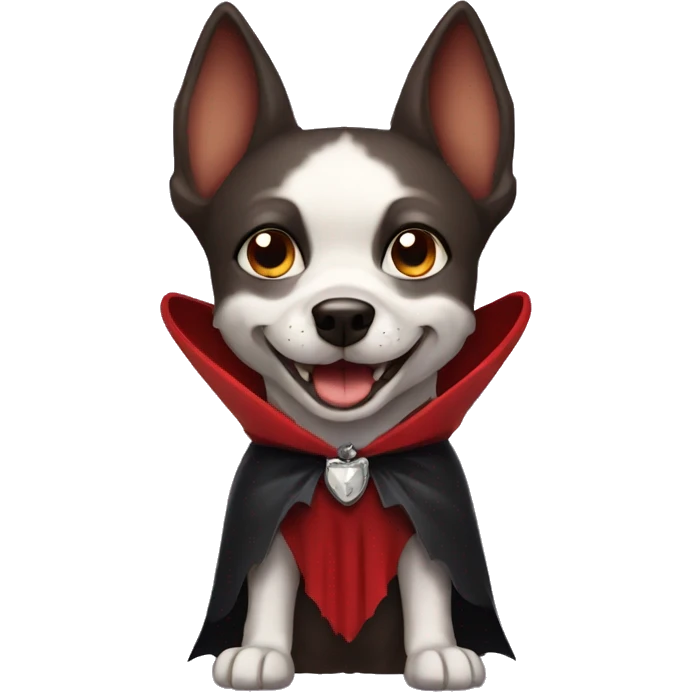 dog vampire with cape that shows canine teeth emoji