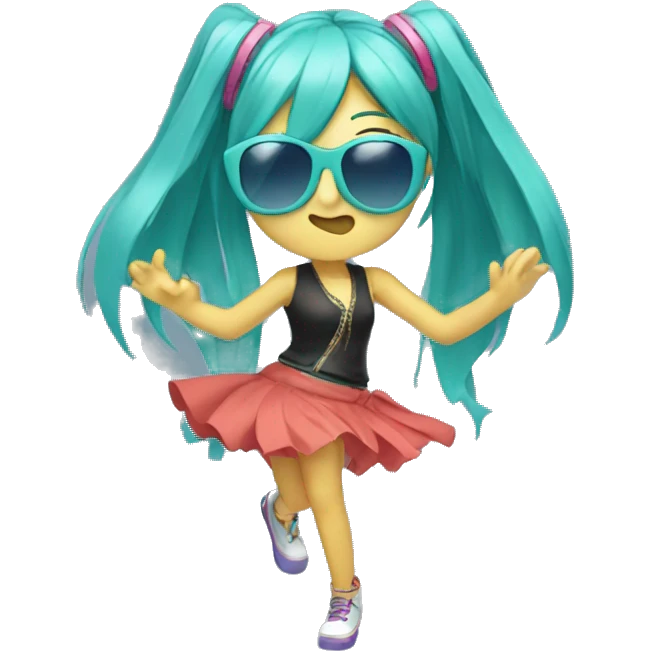 Miku dancing with sunglasses emoji