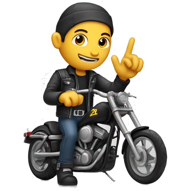 A biker making a rock sign with his hand emoji