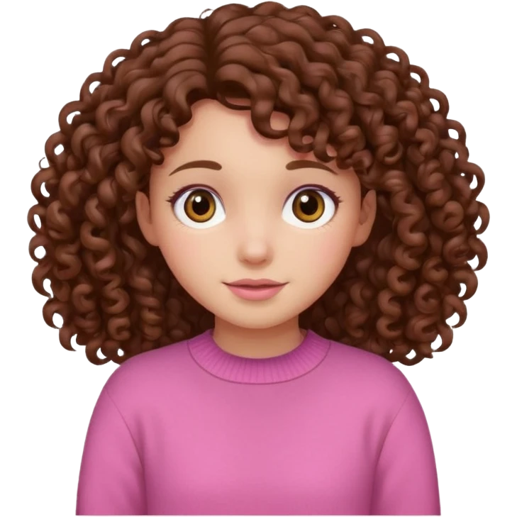 girl with curly brown hair and pink jumper emoji