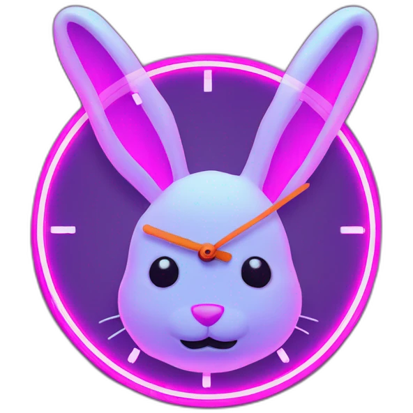 neon rabbit clock emoji
