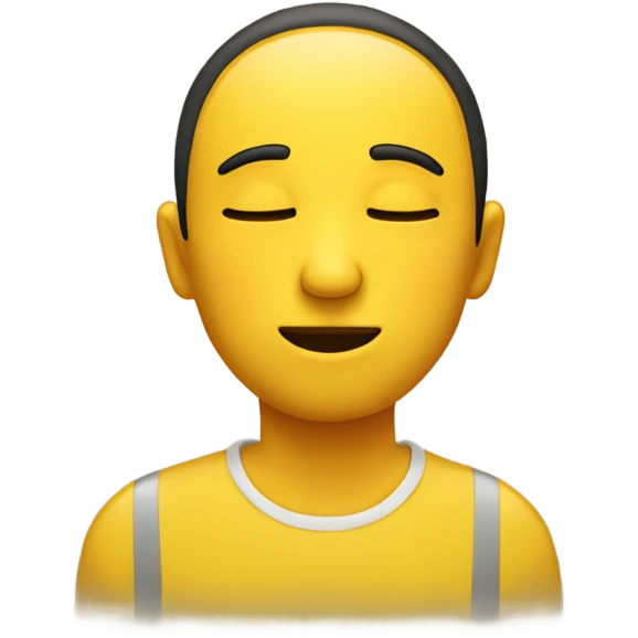 Standard yellow emoji facing the side, closed eyes with a subtle frown and a rooe around the bottom of it  emoji