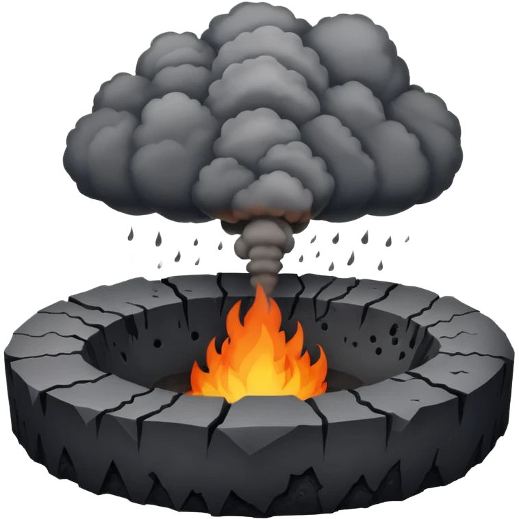 A smoking crater releasing dark ash clouds. emoji