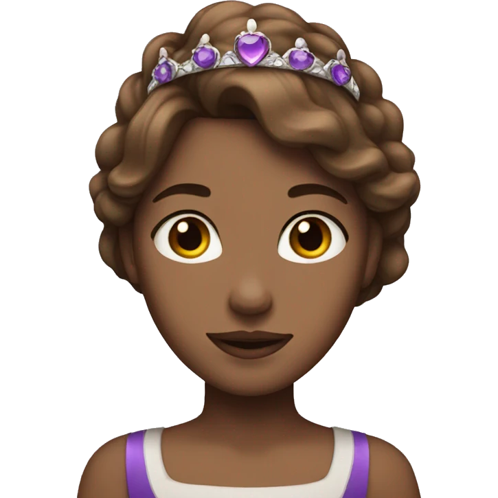 Girl with brown hair and purple tiara emoji