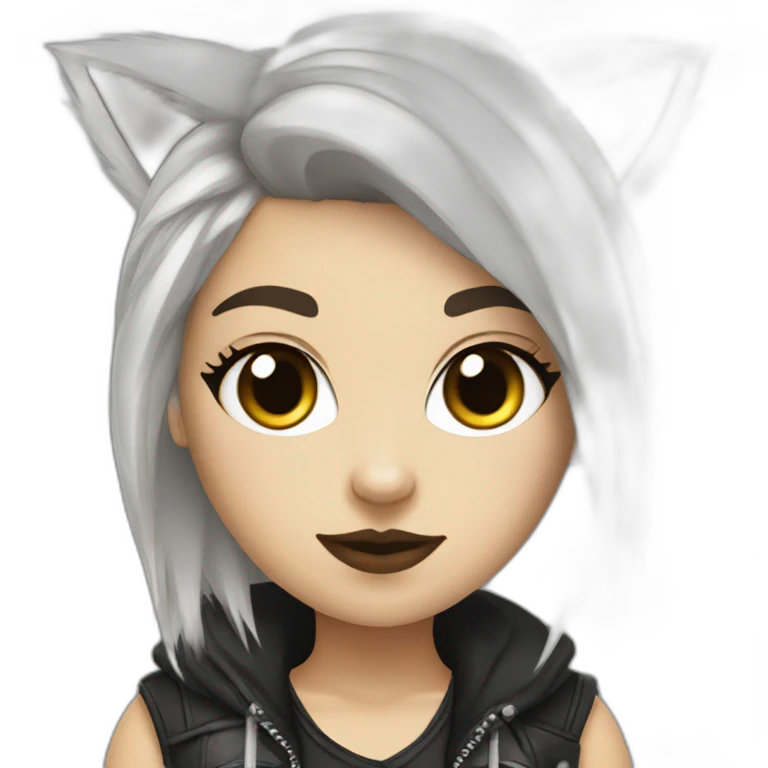 Punk Style White Girl with in funky raccoon costume emoji