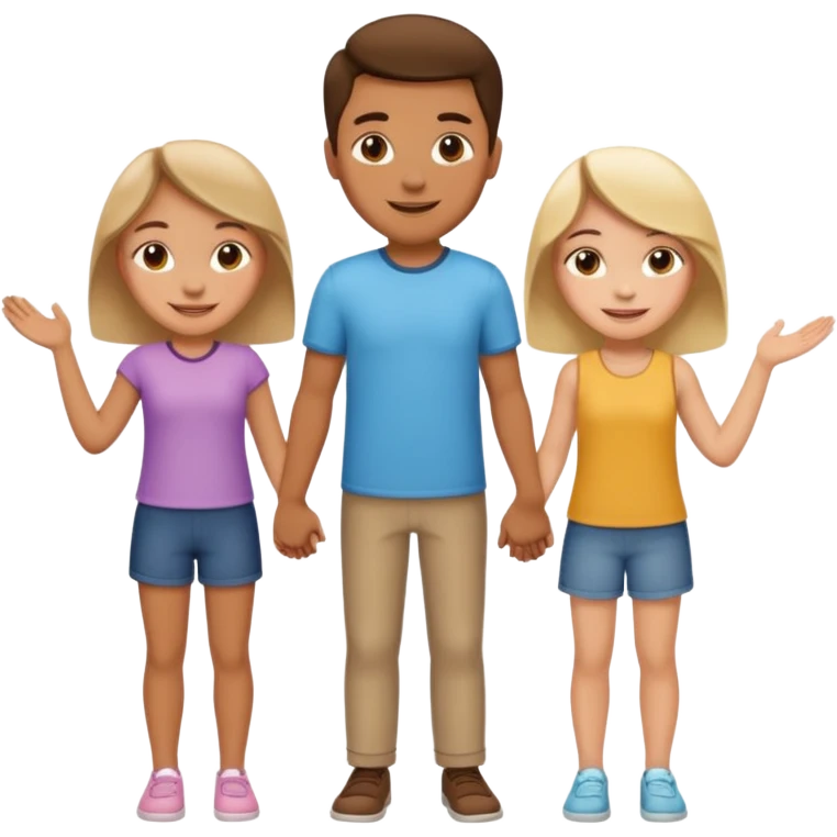A guy in the center who hold hands to two other gurls emoji
