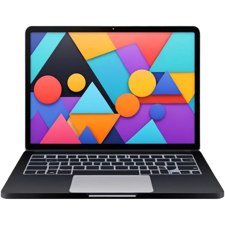 framed digital laptop artwork with abstract vector shapes inside emoji