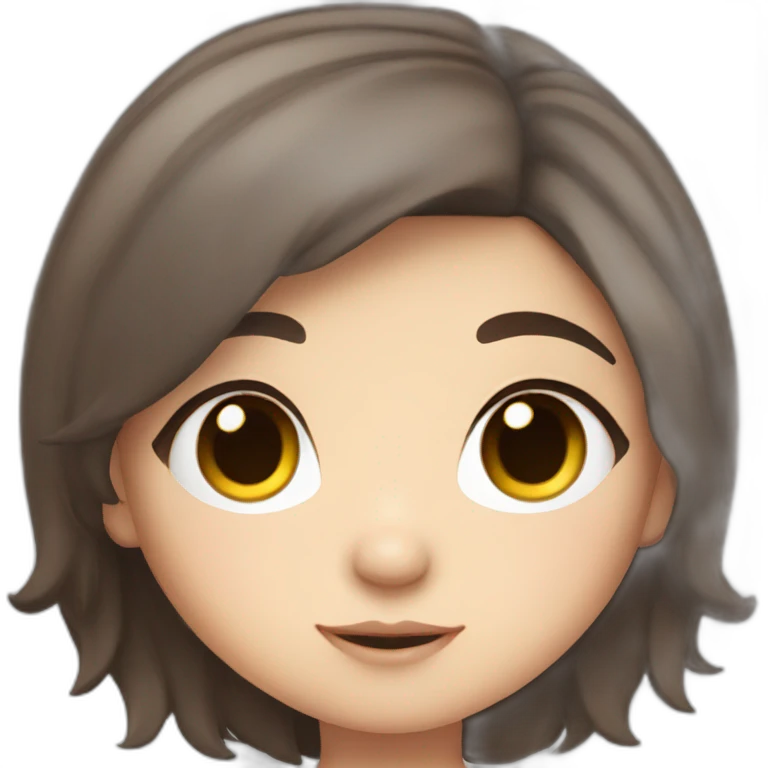 chibi cartoon girl with dark brown hair and freckles emoji