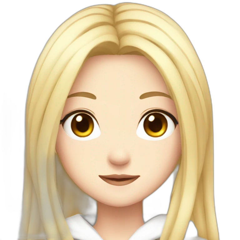Anime girl with long hair blonde with white suéter  emoji