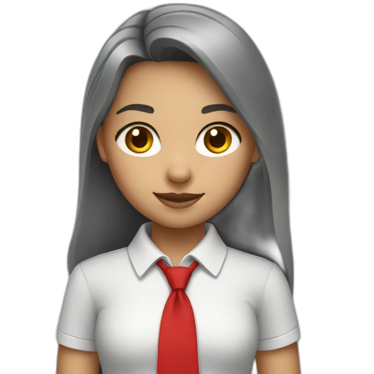 girl wearing a white polo and red necktie and grey skirt emoji