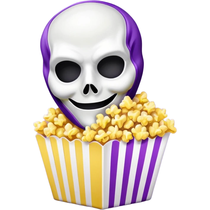 Glitter purple and yellow popcorn with ghostface mask in packaging emoji