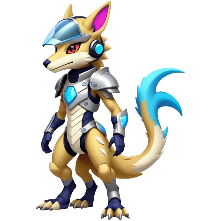 Epic Edgy Cute Colorful Modern Anthro Vernid-Protogen-Sergal-creature-animal full body emoji