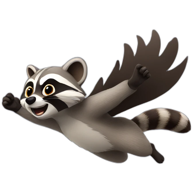 Racoon Flying emoji