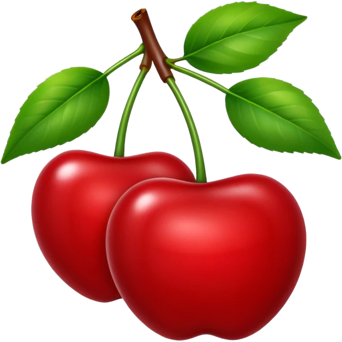 Red cherry with green leaves emoji
