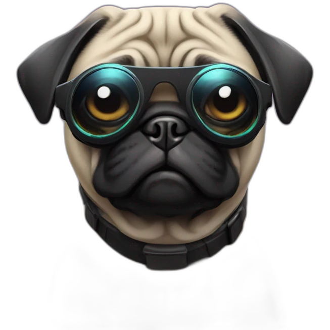 pug with black sunglasses and wearing a cyberpunk suit emoji