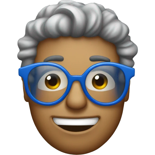 Hombre cantando con el pelo azul y lentes de sol emoji