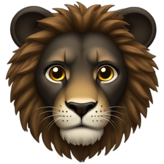 Lion crinière noire fourrure marron yeux verts   emoji