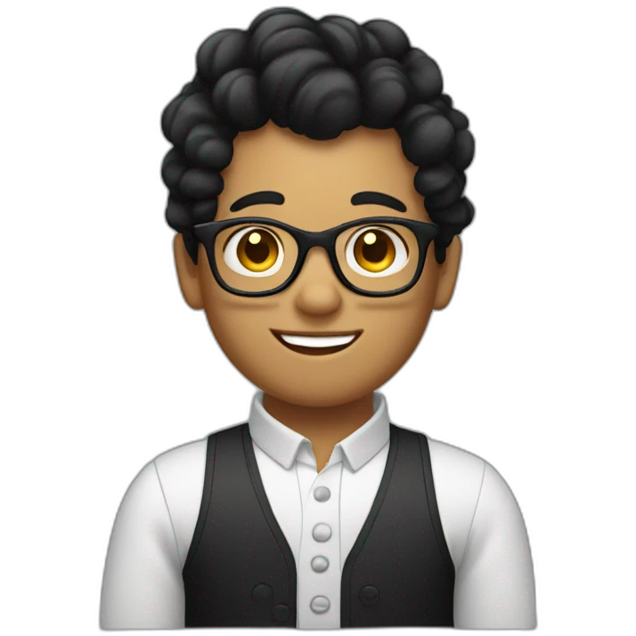 a Boy with black hair and curlers, and with glasses on emoji
