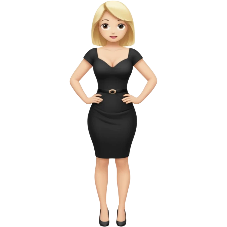 fullbody busty blonde woman standing with hands on hips, SFW emoji