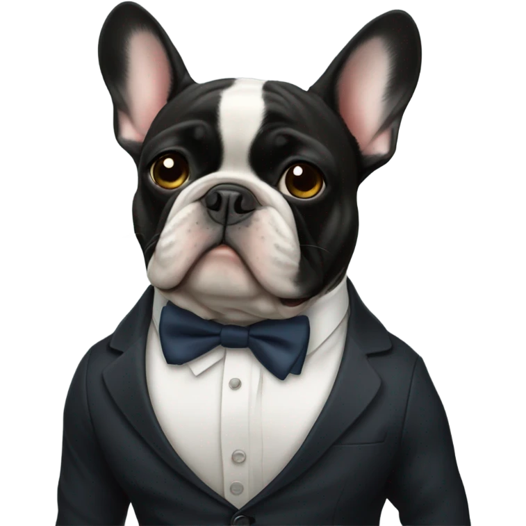 Frenchie wearing a tie emoji