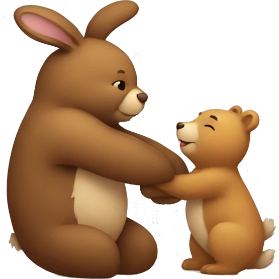bunny and bear hugging emoji