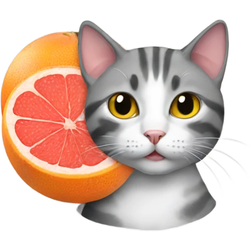 Cat with grapefruit emoji