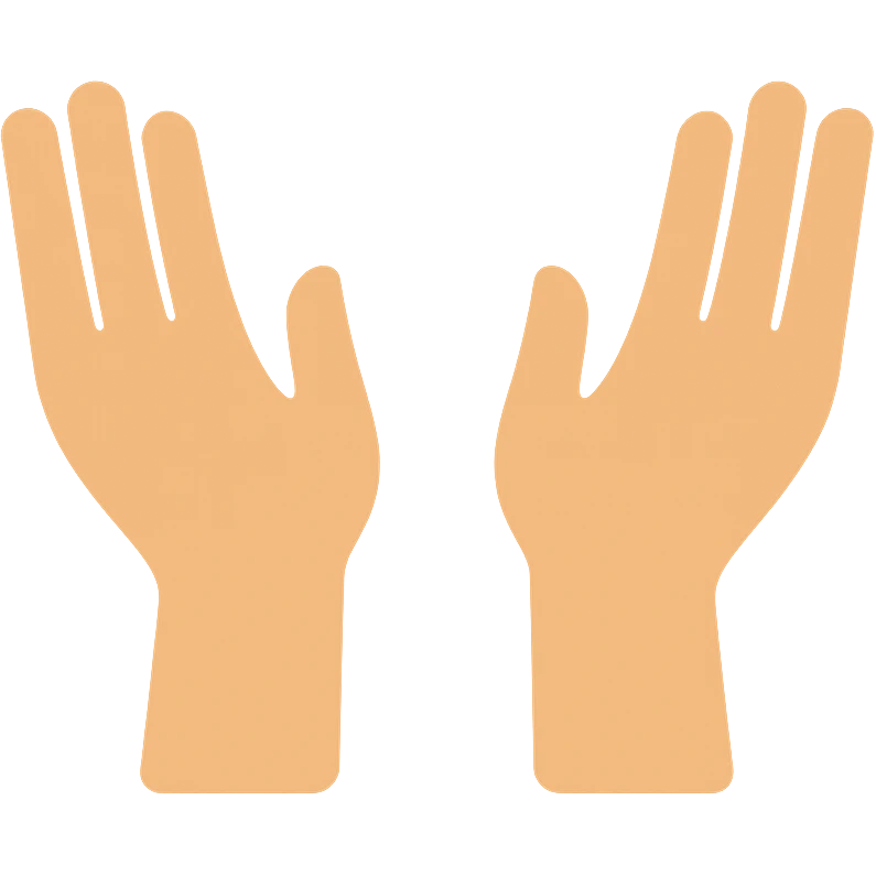two open hands reaching towards the sky, colorful style emoji