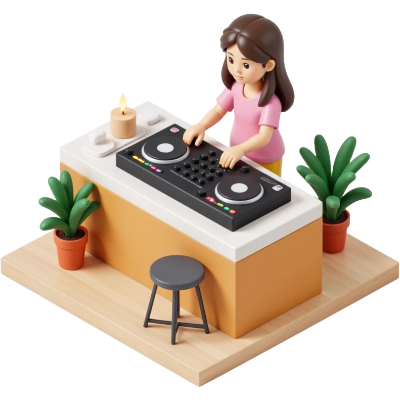 girl playing DJ set emoji
