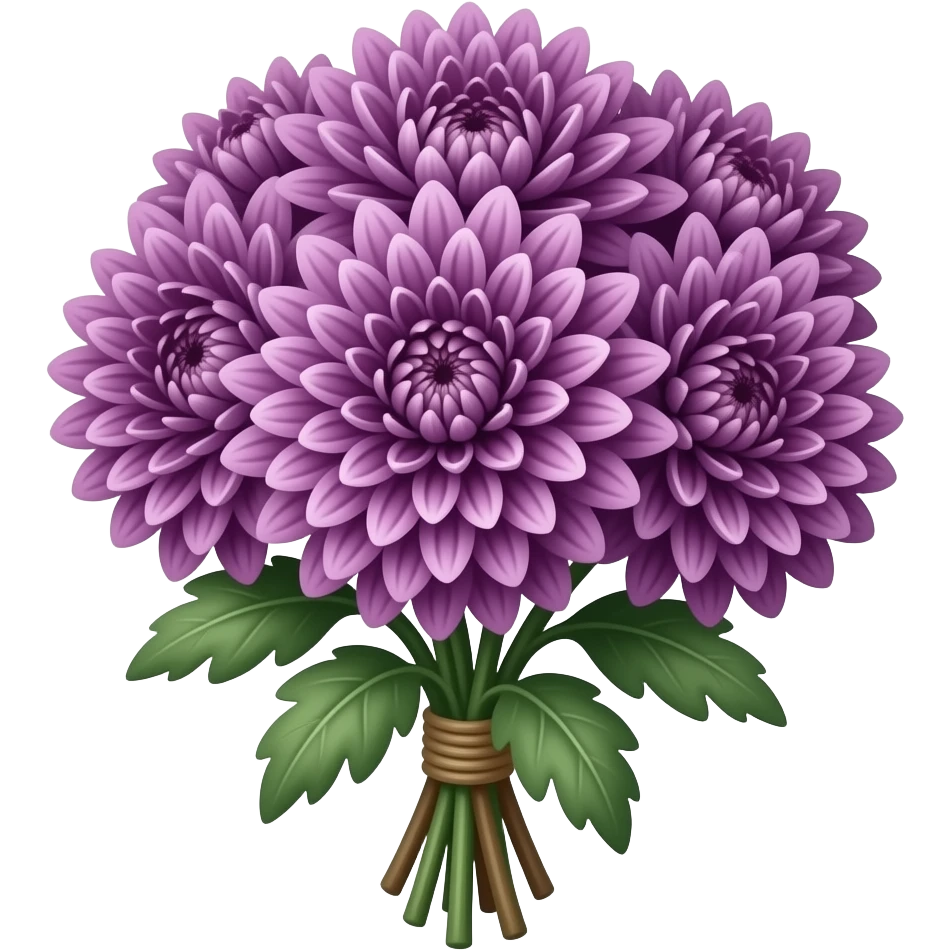 Mor solmus menekse yaprakları simli olsun sap kısmı da kahverengi olsun Ama buket olsun emoji